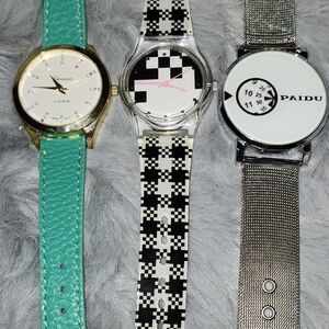 Fashion Watch Bundle 3-Teal, Checkered, and Wire Mesh